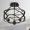 Warehouse of Tiffany CM195-3BG 3-Light Marklin Semi-Flush Mount Chandelier - Matte Black