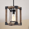 Warehouse of Tiffany HM217A-1FWG 7 in. 1 Light Kobe Forged & Imitation Wood Grain Pendant Chandelier - Black