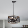 Warehouse of Tiffany MD09-4 4-Light Agustin Metal Geometric Drum Shade Chandelier - Matte Black