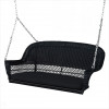 Jeco Black Wicker Porch Swing With Black Cushion