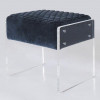 Pasargad Home Tribecca Collection Acrylic & Velvet Stool, Blue