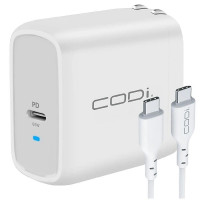 Codi WC065-C 65W GAN WALL CHARGER W/ USB-C PORT AND CABLE FOR USE W/ LAPTOP/CH