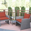 Jeco 2 in. Mirabelle Bistro Set with Brick Red Cushion - 3 Piece