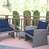 Jeco 2 in. Mirabelle Bistro Set with Midnight Blue Cushion - 3 Pieces