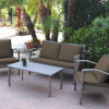 Jeco 2 in. Meredith Conversation Set with Brown Cushion - 4 Pieces