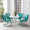 Crosley Furniture Outdoor Dining Set, Turquoise Gloss & White Satin - Dining Table & 4 Chairs - 5 Piece