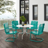 Crosley Furniture Outdoor Dining Set, Turquoise Gloss & White Satin - Dining Table & 4 Chairs - 5 Piece
