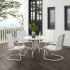 Crosley Furniture Outdoor Dining Set, White Gloss & White Satin - Dining Table & 4 Chairs - 5 Piece
