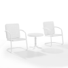 Crosley 3 Piece Bates Outdoor Chair Set with Side Table, White Gloss & Satin
