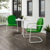 Crosley Furniture Outdoor Bistro Set, Green Gloss & White Satin - Bistro Table & 2 Chairs - 3 Piece