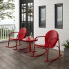 Crosley Furniture Outdoor Rocking Chair Set, Bright Red Gloss - Side Table & 2 Rocking Chairs - 3 Piece