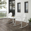 Crosley Furniture Outdoor Rocking Chair Set, White Gloss - Side Table & 2 Rocking Chairs - 3 Piece