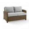 Crosley Furniture 55 x 31.75 x 32.50 in. Bradenton Outdoor Wicker Loveseat, Gray & Weathered Brown