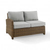 Crosley Furniture 52.75 x 31.50 x 32.50 in. Bradenton Outdoor Wicker Sectional Left Side Loveseat, Gray & Weathered Brown