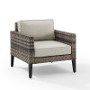 Crosley Furniture 31.75 x 32.50 x 30 in. Prescott Outdoor Wicker Armchair, Taupe & Brown