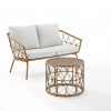 Crosley Furniture 54.50 x 67 x 36 in. Juniper Outdoor Wicker Conversation Set - Loveseat & Coffee Table, Creme & Natural - 2 Piece
