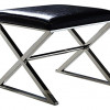 Pasargad Carpets Faux Leather Bench Black