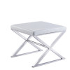 Pasargad Carpets Faux Leather Bench White