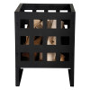 Metal Open Square Design Square Fire Basket, Black