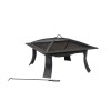 26 in. All-Weather Outdoor Riverside Square Fire Pit, Black