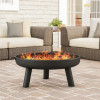 27.5 in. Raised Steel Bowl for Above Ground Wood Burning, Black