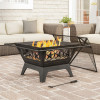 32 in. Outdoor Deep Fire Pit Steel Bowl with Star Cutouts Black