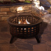 26 in. Round Wood Burning Metal Fire Pit Set