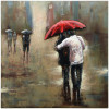40 x 40 in. Romantic Couple in the Rain Metal Hand Painted Primo Mixed Media Iron Wall Sculpture Romantic 3D Wall Art