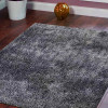 8 x 8 ft. Solid Hand Tufted Shag Polyester Square Area Rug, Grey & White