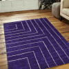 6 x 9 ft. Hand Knotted Gabbeh Silk Mix Geometric Rectangle Area Rug, Purple & Beige