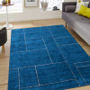 6 x 9 ft. Hand Knotted Gabbeh Silk Mix Contemporary Rectangle Area Rug, Blue & Beige