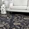 8 x 8 ft. Hand Tufted Wool Octagon Area Rug - Floral Charcoal Beige
