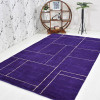 6 x 9 ft. Hand Knotted Gabbeh Silk Mix Contemporary Rectangle Area Rug, Purple & Beige