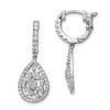 Finest Gold Sterling Silver Rhodium-Plated Cubic Zirconia Hinged Hoop Dangle Earrings