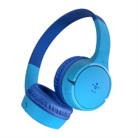 Belkin AUD001BTBLV3 SOUNDFORM MINI GEN2 ON-EAR HEADPHONES FOR KIDS BLUE BROWN BOX