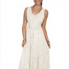 Honey Creek 100 Percent Rayon Womens Full Length Lace-Up Front Sleeveless Dress Ivory - XL