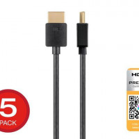 Monoprice 34203 MONOPRICE 4K SLIM CERTIFIED PREMIUM HIGH SPEED HDMI CABLE 3FT - 18GBPS BLACK - 5