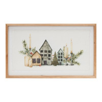 Wood Framed Winter Village Mantlescape Print 19