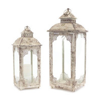 Weathered Ornate Metal Lantern (Set of 2)