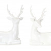 Modern White Winter Deer Figurine (Set of 2)