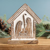 Wood Carved Nativity Barn (Set of 2)