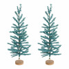 Turquoise Pine Tree with Wood Base (Set of 2)