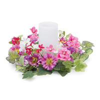 Mixed Daisy Floral Candle Ring 11.5