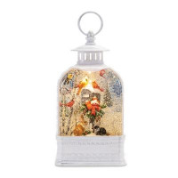 LED Snow Globe Lantern with Woodland Animals 9.75