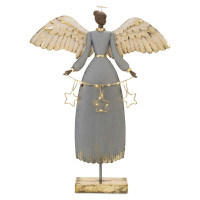 Metal Angel Sculpture with Lighted Accent 21