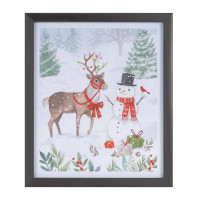 Framed Snowman and Deer Print 11