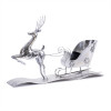 Hammered Metal Reindeer with Sleigh 25.5