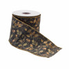 Grey and Gold Leaf Print Wired Ribbon 4
