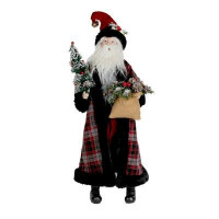 Plaid Santa with Frosted Pine Accents 26.5