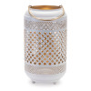Lattice Punched Metal Lantern with Gold Accent 13.75